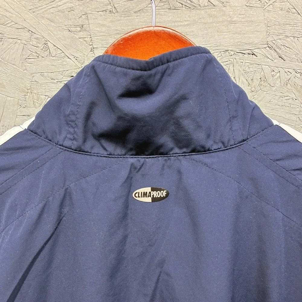 Adidas 3-Stripes Full Zip Windbreaker Track Jacket Mens S Navy Blue Sporty Y2K